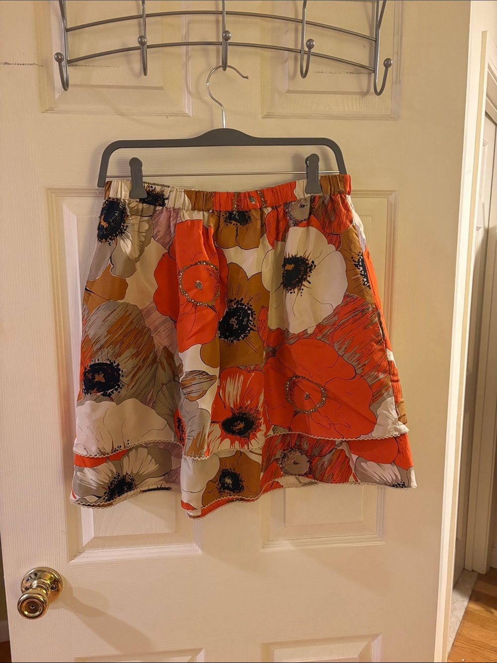 Odille Floral Circle Skirt - Orange, Cream & Tan